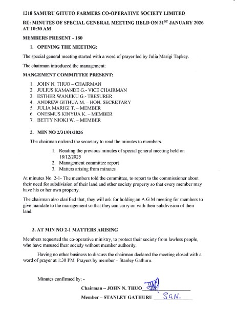 Special General Meeting Minutes (Jan 2026)